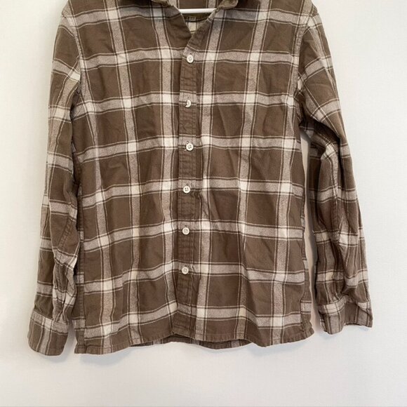 HOLLISTER HCO Mens Check Overshirt Brown White Plaid Flannel Button Down Cotton - Picture 5 of 14
